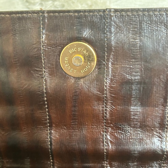 Vintage 70's dark brown eel skin organizer clutch - Picture 5 of 7